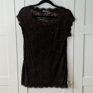 ❄️ 3/$25 Brown Stretchy Floral Lace Top